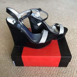 Guess rhinestone platform wedges